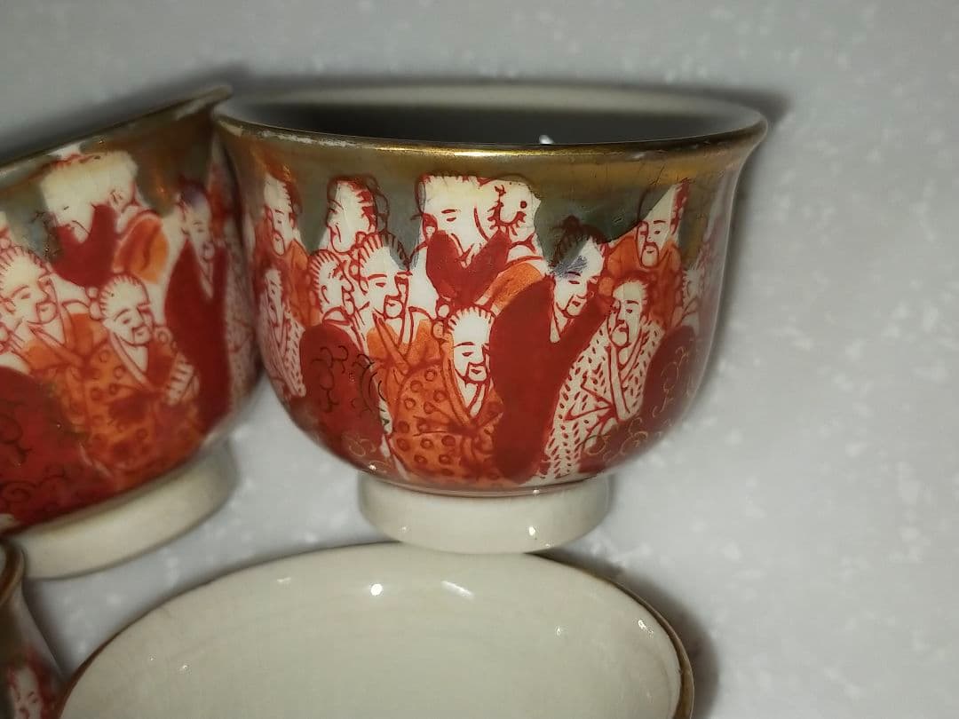 ♥値下げ！♥九谷♥煎茶道具♥セット　急須　湯呑み　湯冷まし　赤絵　金彩　湯飲み