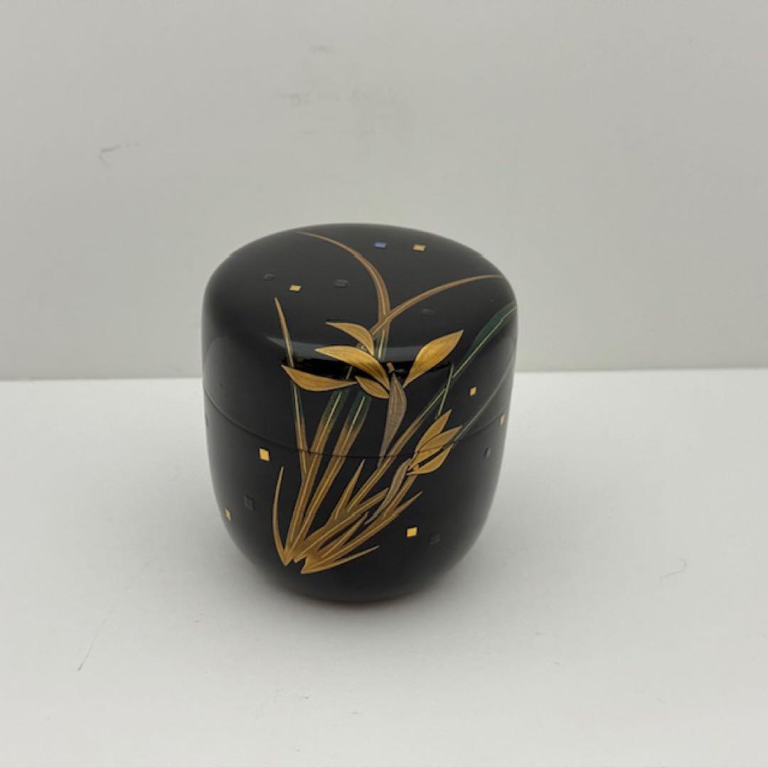 茶道具 輪島 浜崎貞鳳 蘭蒔絵棗 共箱 茶道