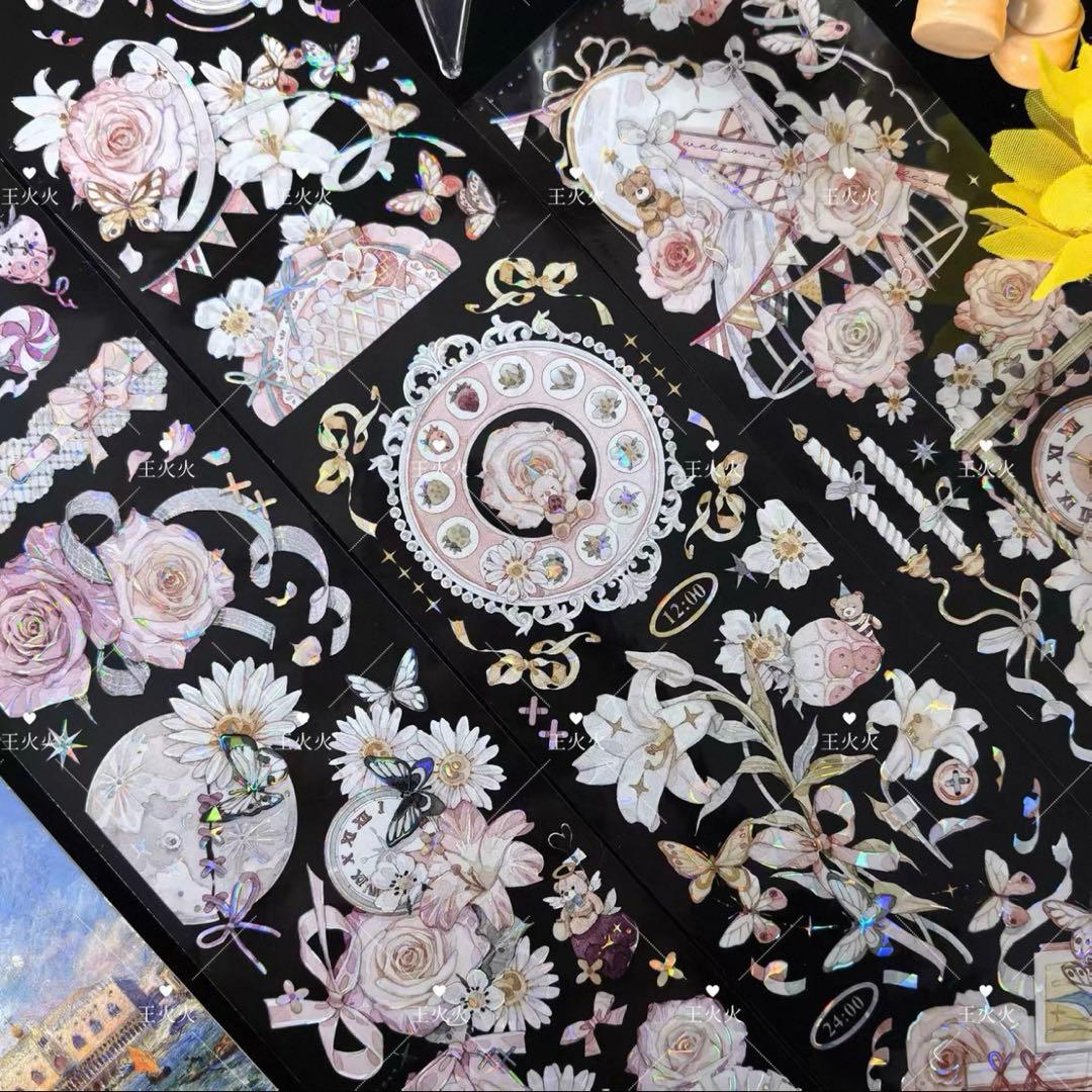 贝壳光 6cm×10m 甜梦哲学 海外マスキングテープ　海外マステ　花バラ