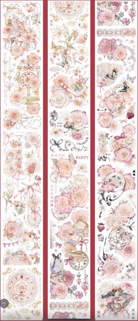 贝壳光 6cm×10m 甜梦哲学 海外マスキングテープ　海外マステ　花バラ