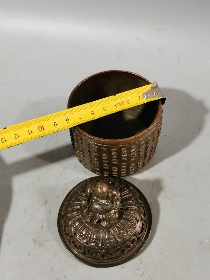 銅 細工 茶道具 香道具 弥勒仏心経 香炉 装飾品 工芸品 美術品 置物