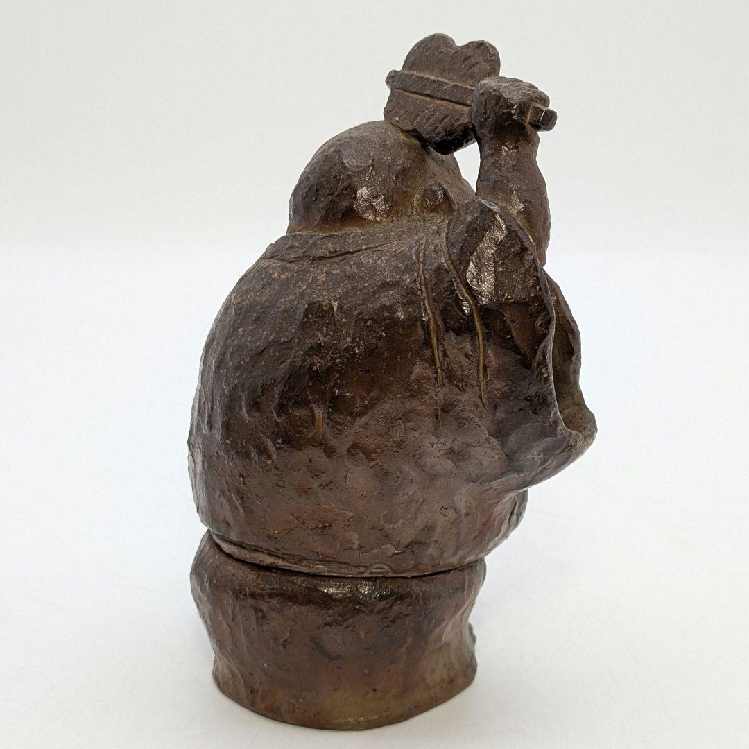 國延昇 備前焼 布袋香炉 合箱合布 踊り布袋 置物 縁起物 七福神 国延昇 香爐