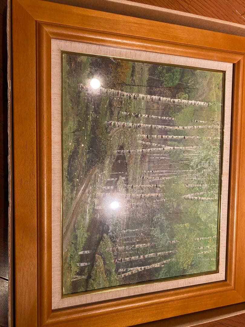 早瀬　遼　油彩　白樺林　絵画