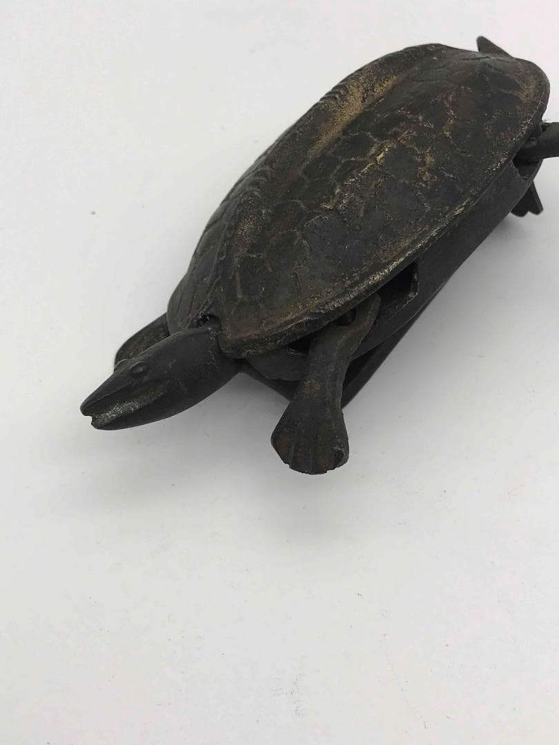 清朝民国　亀　カメ　鍵　銅鍵　四本足動かせる　手工　時代物(F-11)