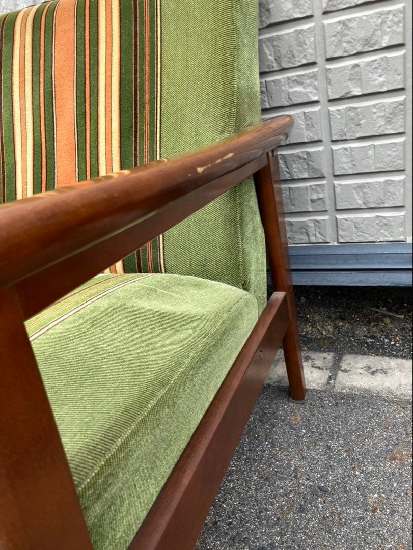 オールドカリモク 　Kチェア　ストライプ　1シーター