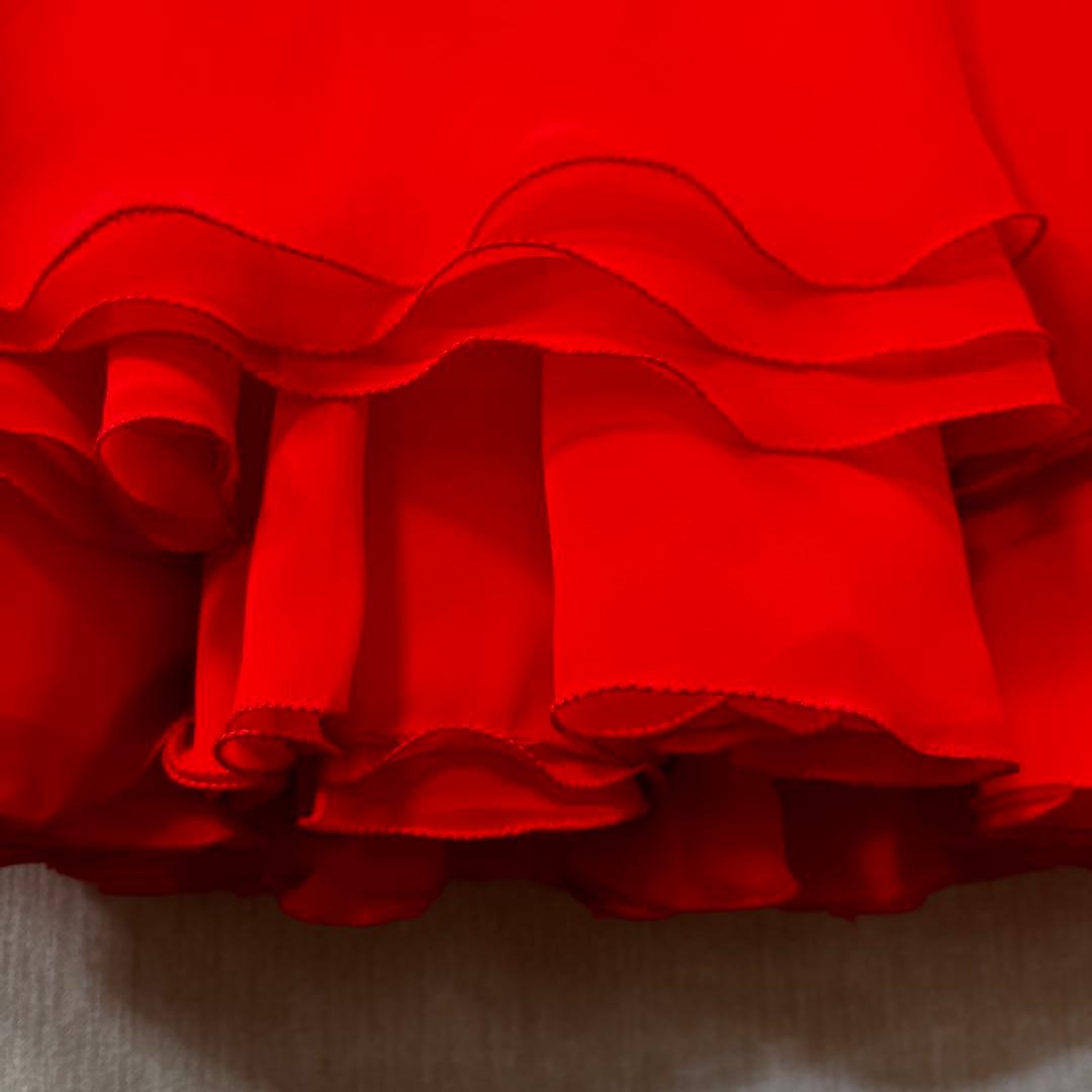 社交ダンスドレス ★ロビンフット製★朱色 6層スカート 競技用 使用3回