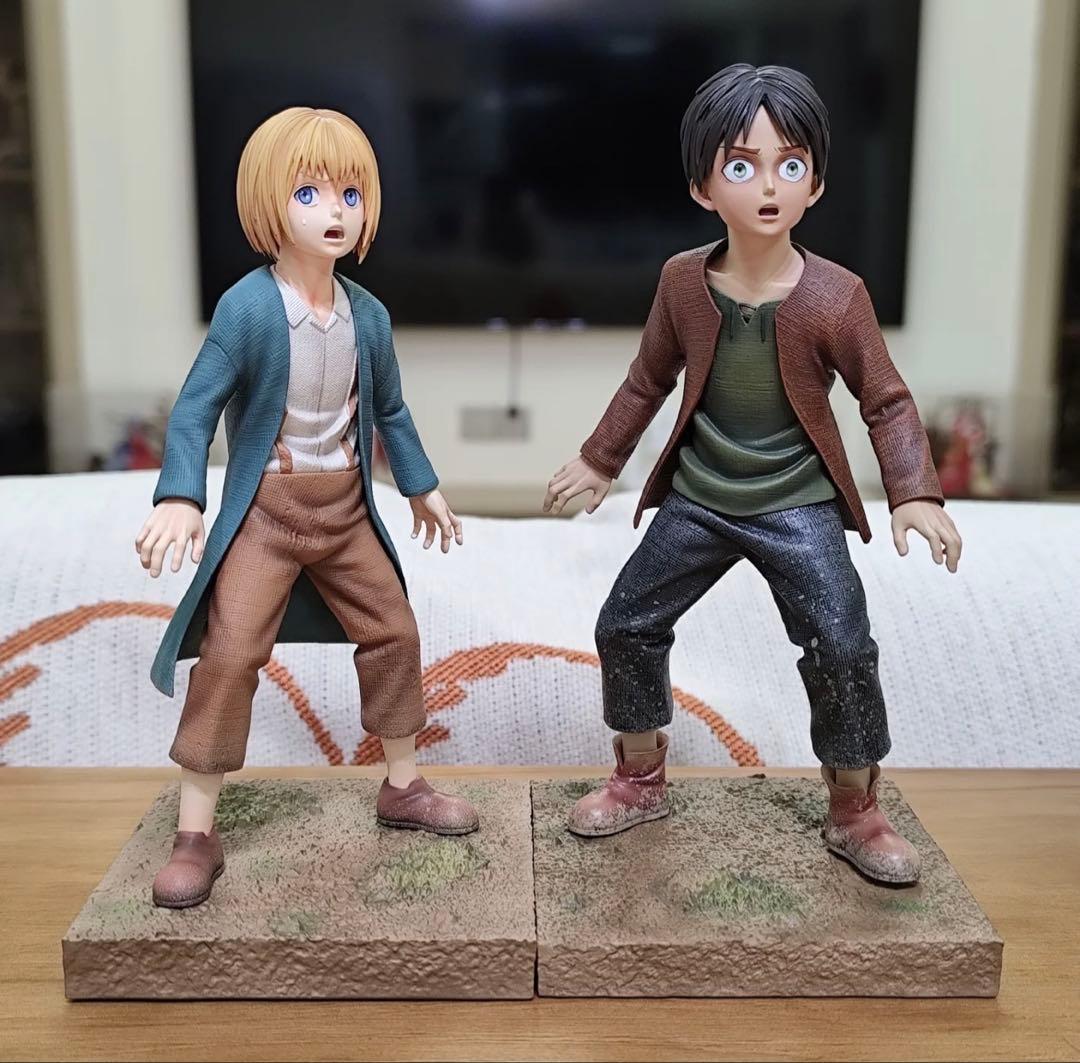 進撃の巨人 エレン+ミカサ+アルミン ガレージキット ガレキ スタチュー