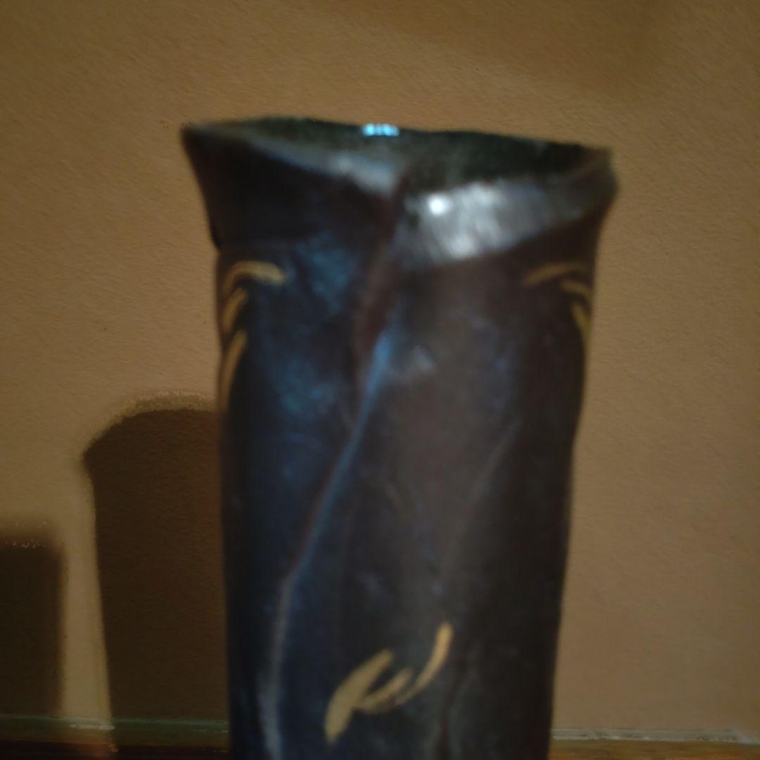 益子焼『島田緋陶志』作　金彩花器