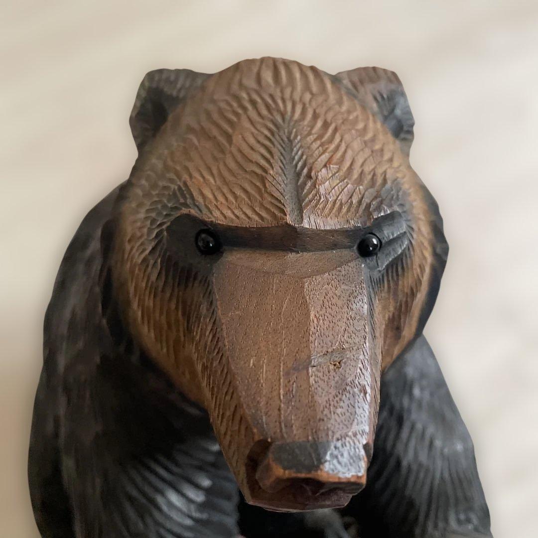 熊　木彫り　八雲　やくも　木歩作　彫刻 工芸品
