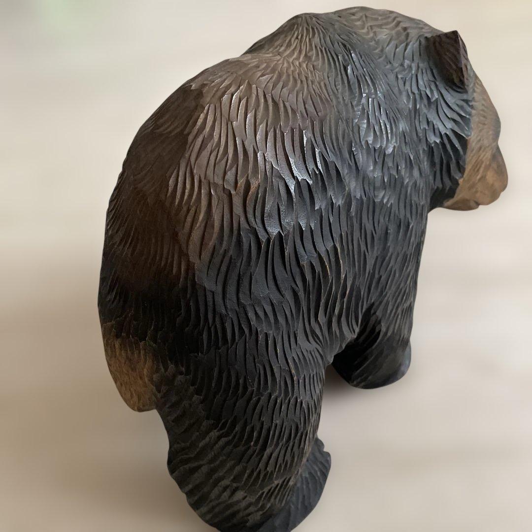 熊　木彫り　八雲　やくも　木歩作　彫刻 工芸品