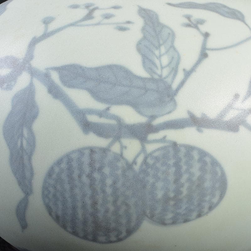 中国　青花　果実文　双耳天球瓶　合わせ箱付　M　R5232B