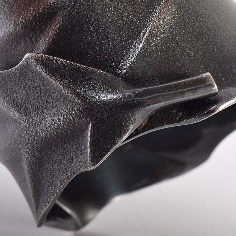 茶道具　風炉師　藤井宗喜作　唐銅　いぶし銀　一葉蓋置　共箱　C　R8189