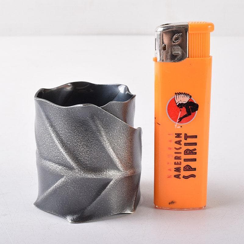 茶道具　風炉師　藤井宗喜作　唐銅　いぶし銀　一葉蓋置　共箱　C　R8189