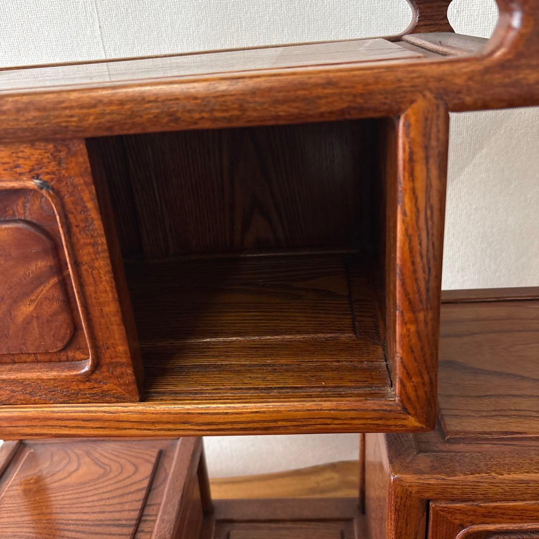 天然木　段違飾り棚　茶箪笥　ミニ