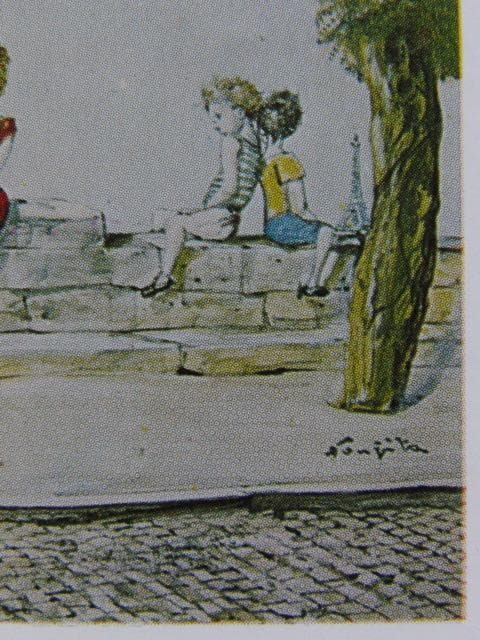 藤田嗣治、【ムードンの丘】、希少な限定額装用画集画、新品高級額 額装付