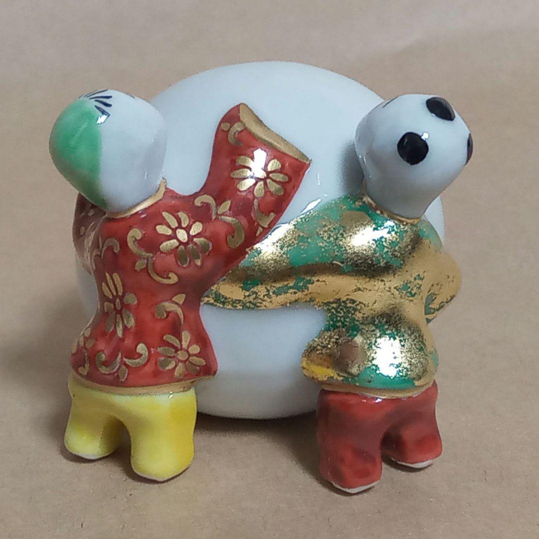 蓋置　色絵　雪だるま二閑人　昭阿弥