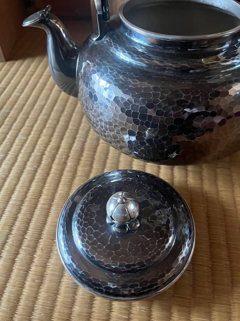 松栄堂　純銀製　水注　銀瓶　湯沸　やかん　重量1805g