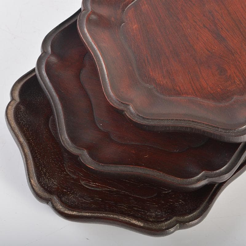 中国　唐木紫檀製　茶托　小皿　五客　V R6563E