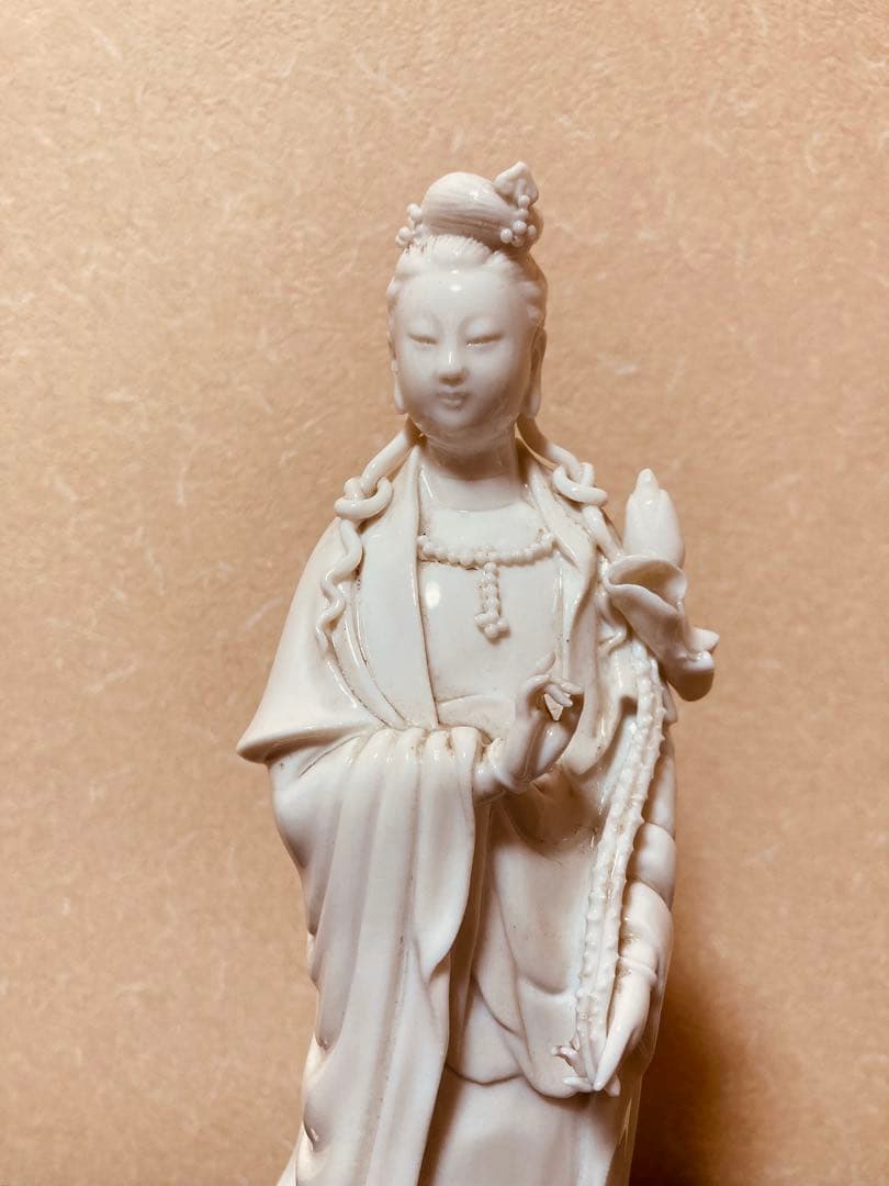 白南京観音像 高さ約22.5ｃｍ 白磁 仏像（検）徳化白磁 観音像