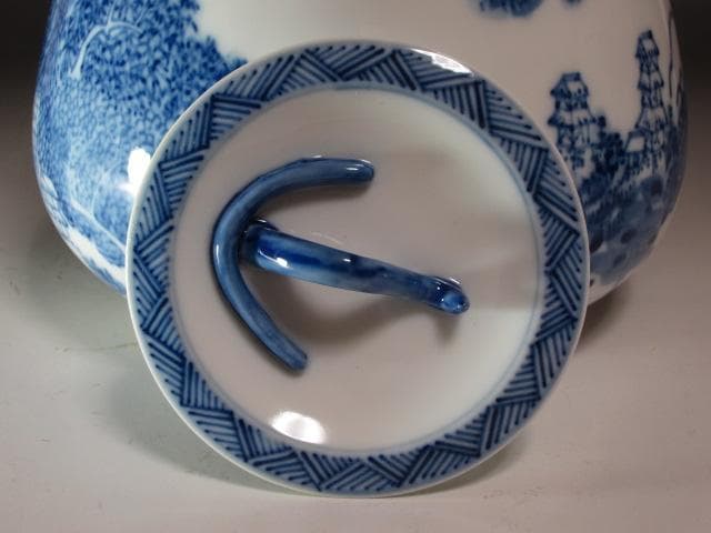 ★　加藤藤城　染付近江八景絵水指　久田流十二代尋牛斎の花押がございます★x384