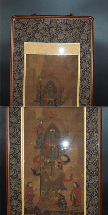 送料無料　江戸以前古い仏画 青面金剛