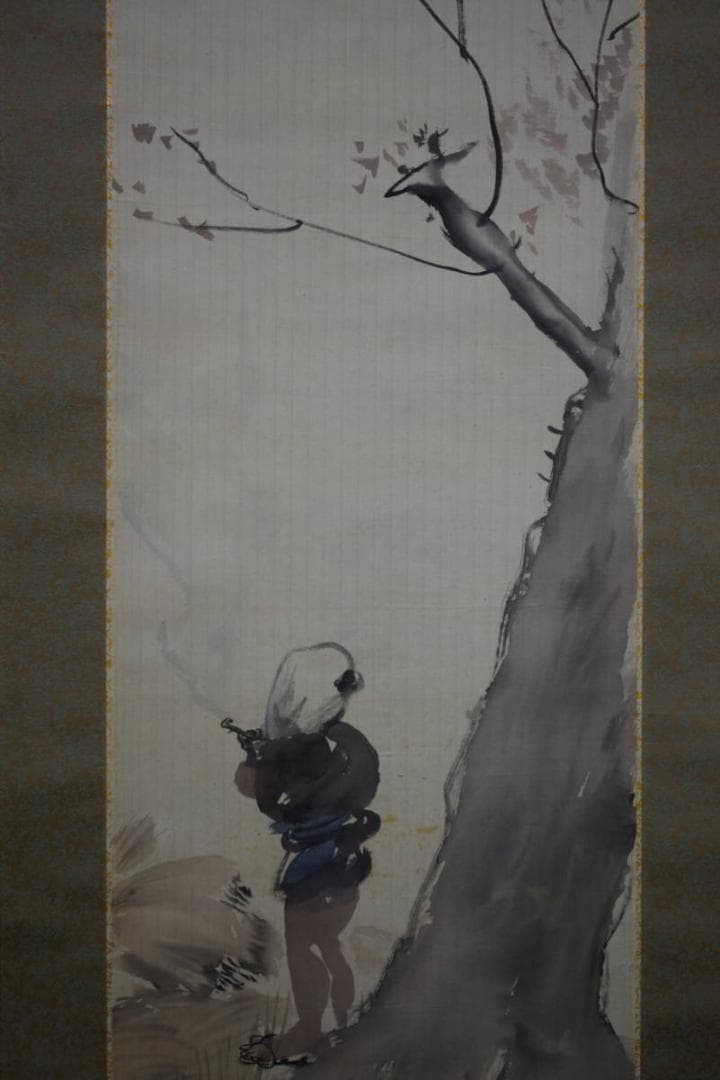 真作/耕亭/農夫図/布袋屋掛軸HE-449