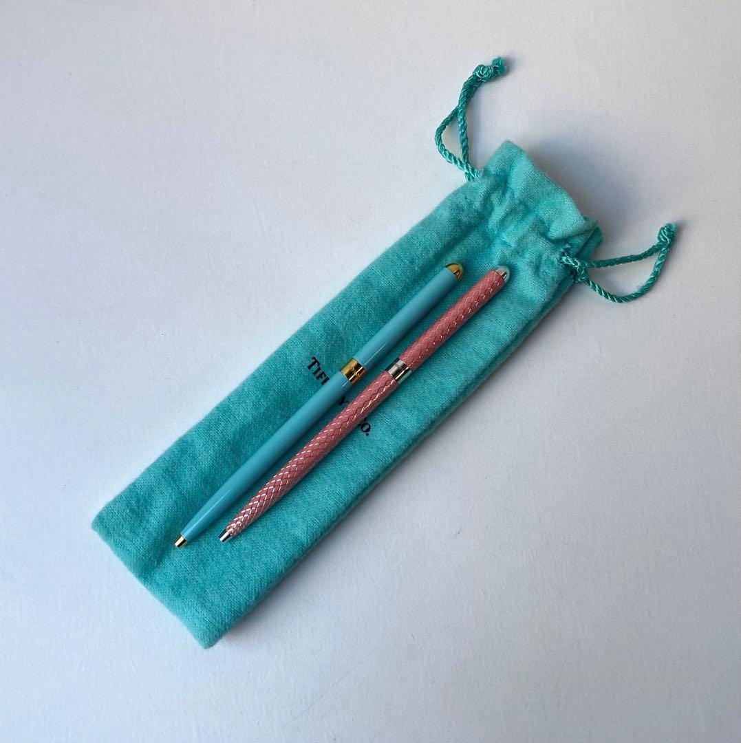 ティファニー　ブルーエナメル　ピンク　細身　ボールペン　2本おまとめ　Ag925