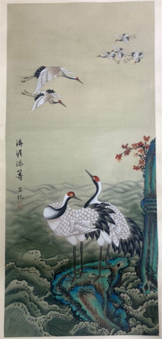 掛け軸　中国　鶴