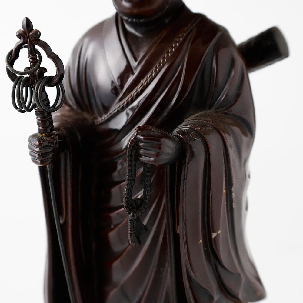 T牧田秀雲作 高岡銅器 空海 弘法大師像 銅像 置物 飾物 銅器　金属工芸