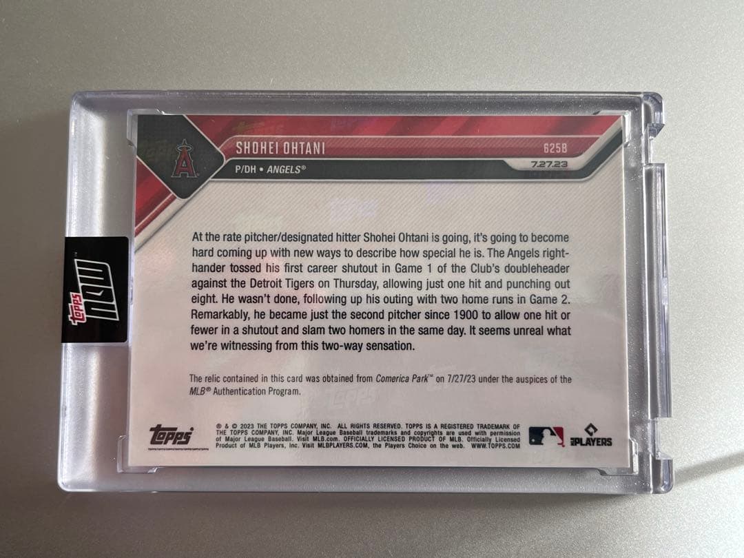 99枚限定 Topps Now 大谷翔平 ダブルヘッダー ベースレリック