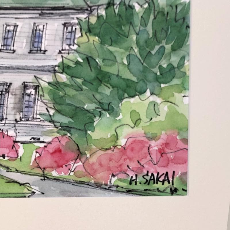 ☆ 境　肇 ☆「古河講堂」水彩画　大衣　新品額！