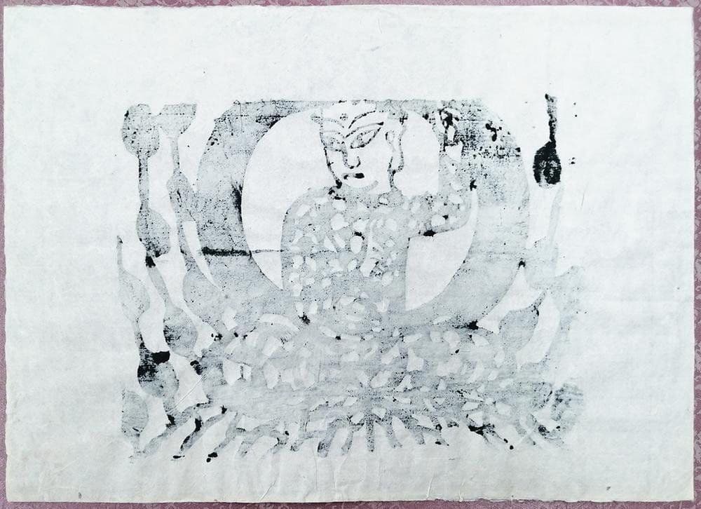 【真作 希少】「月神の柵」華厳譜内の一柵（額装） 棟方志功