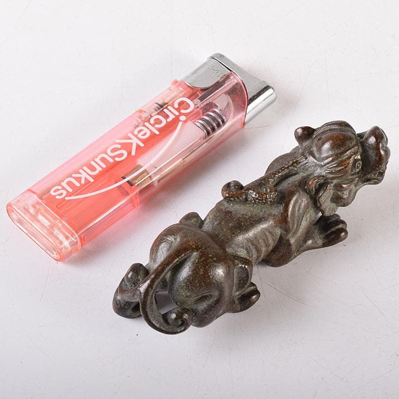 中国　古銅宣徳銅　獅子　神獣　紙鎮　置物　C　7464