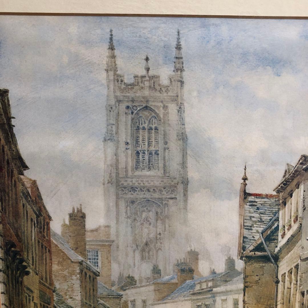 イギリス ダービー ダービシャー 額入り 風景画 イギリス購入 チャーチ