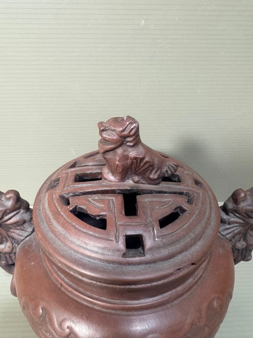 2276 中国骨董　大清乾隆年製銘　獅子　香炉　時代物