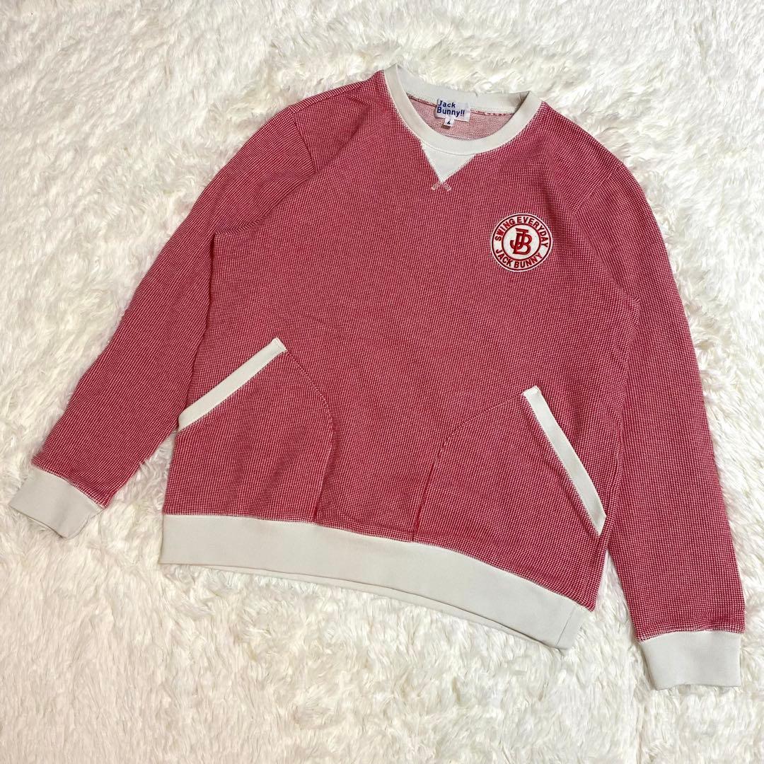 ジャックバニー　スウェット　トレーナー　刺繍ロゴ　バーズアイ　ゴルフ　赤　XL
