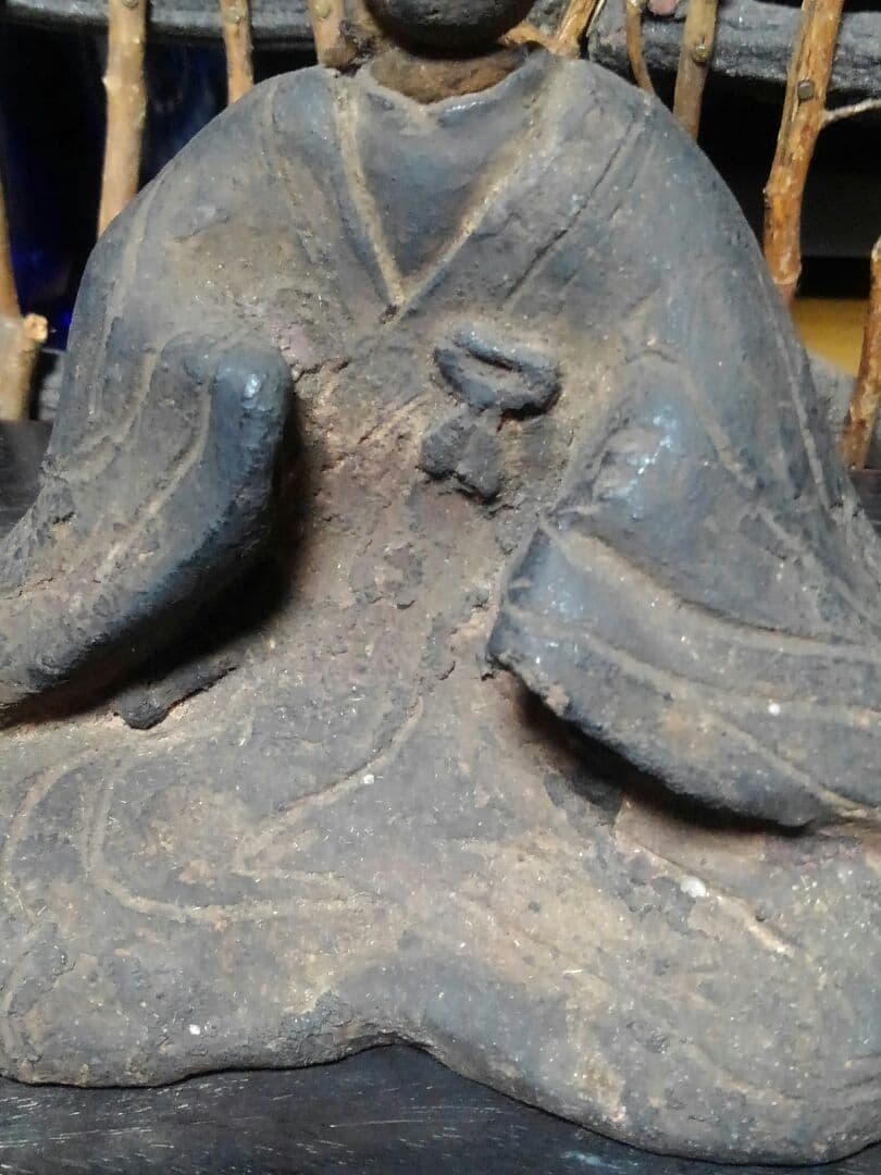 ♥陶製　とても古い　仏像　２　座像　仏壇　仏具　骨董品