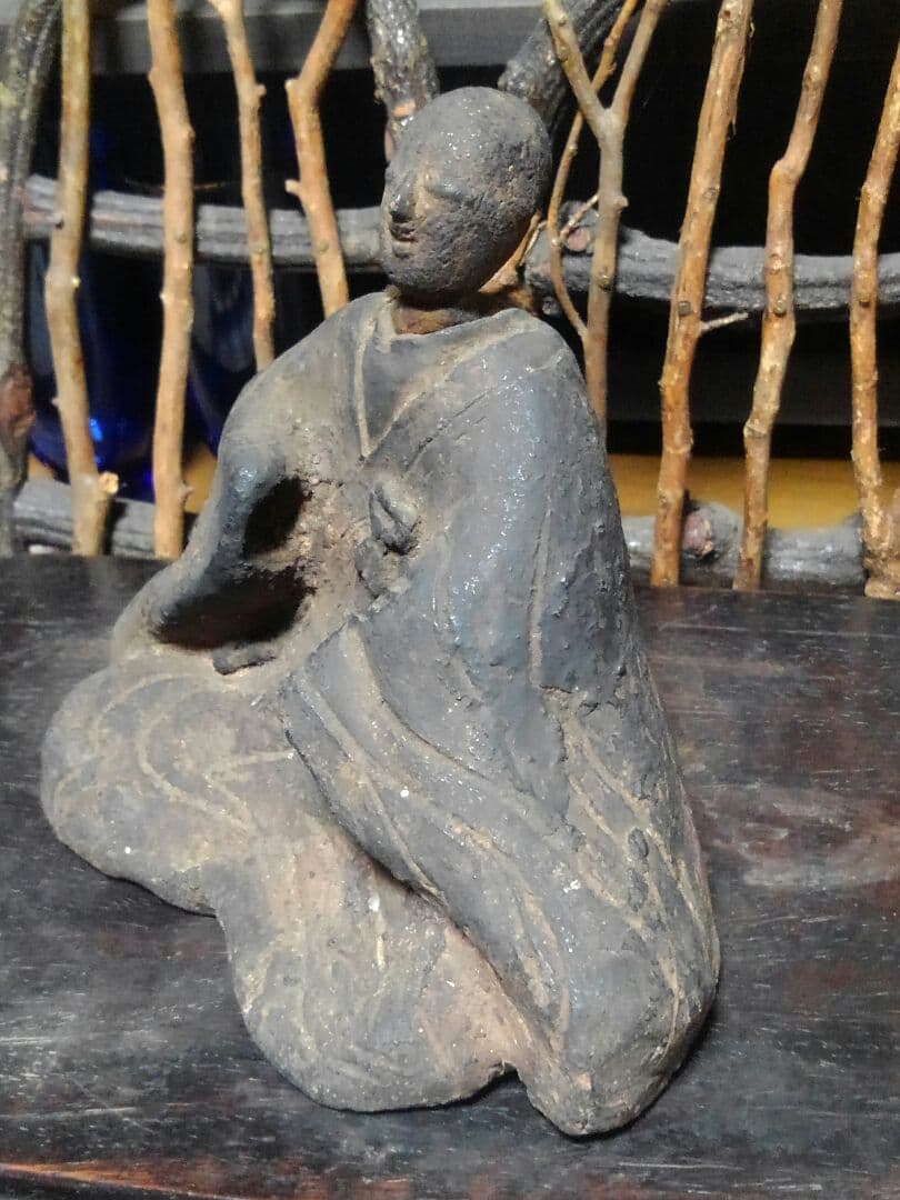 ♥陶製　とても古い　仏像　２　座像　仏壇　仏具　骨董品