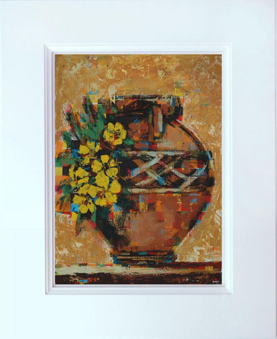 油絵 菅家令子 絵 絵画インテリア額付(黒) uF6-063904 静物 壺 花