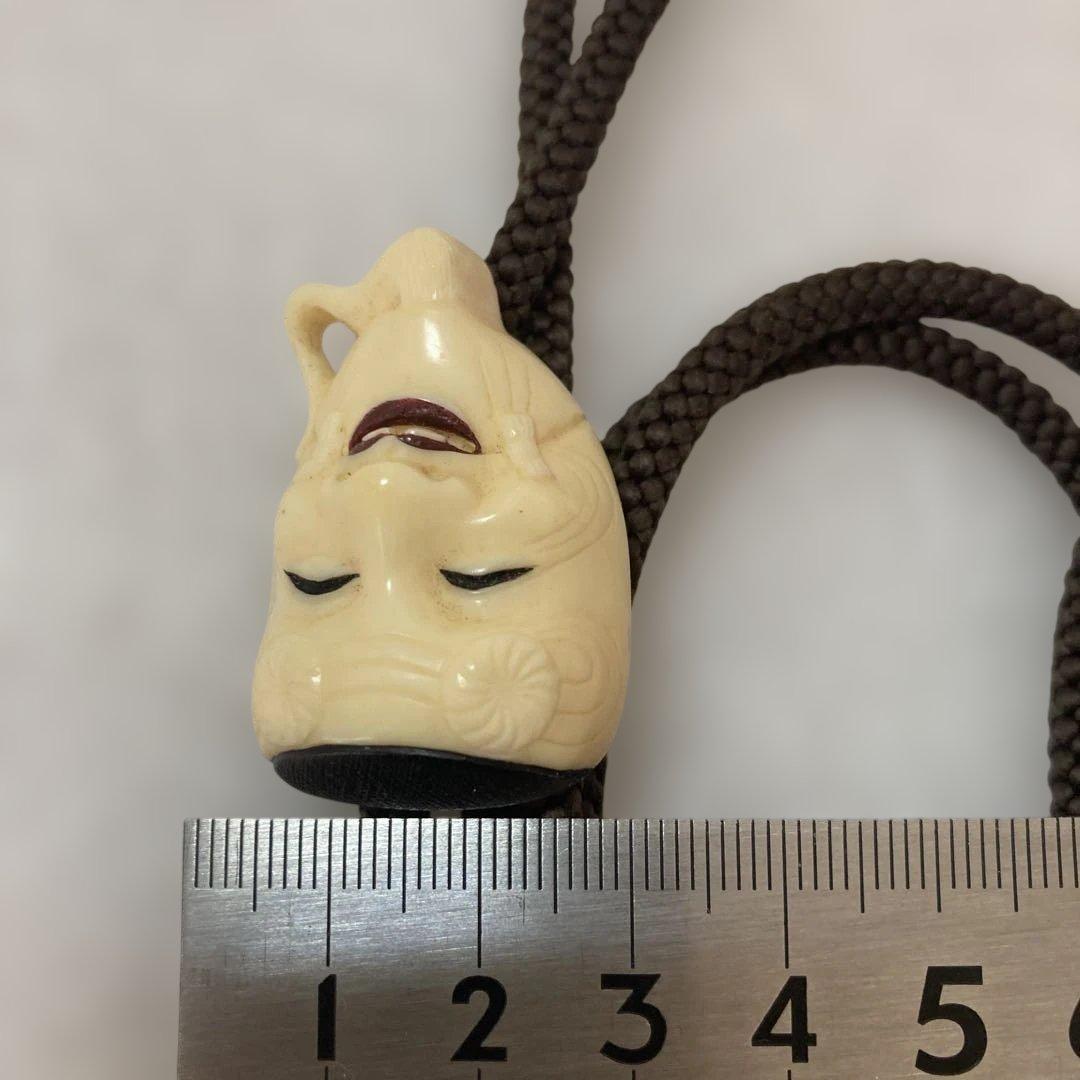 極上　天然素材　能面　吉祥面 翁　彫刻　ループタイ