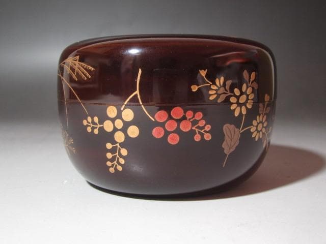 ★　宗陽　春桜草花蒔絵　平棗　裏千家　十五代　鵬雲斎の花押がございます★x417