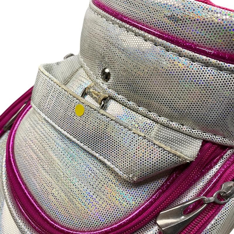 ダンスウィズドラゴン キャディバッグ ホワイト ピンク ラメ ゴルフ 刺繍