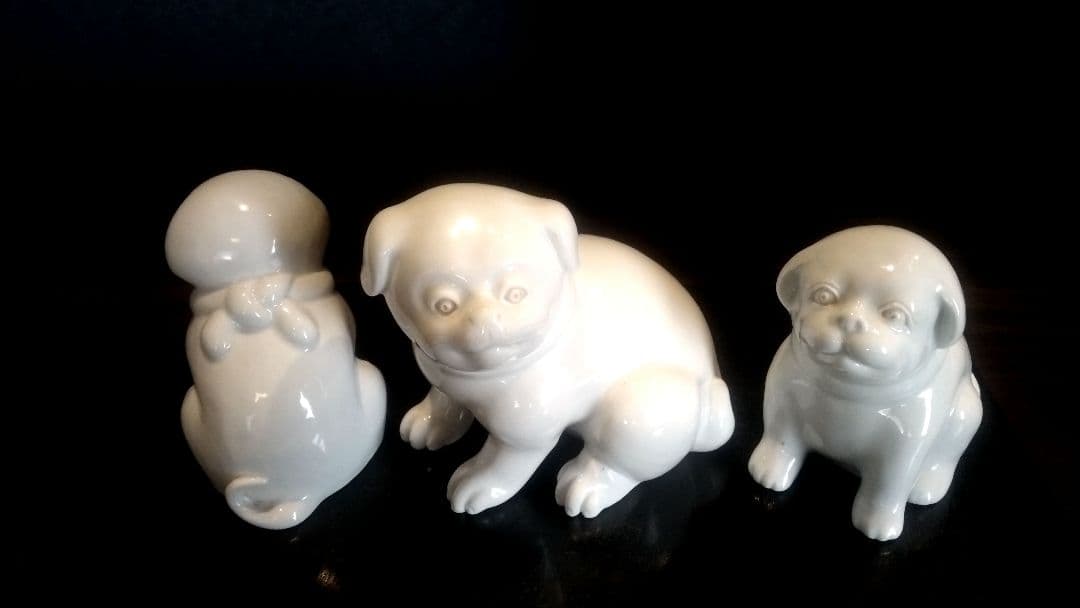 海を渡り、英国で百年以上座り続けた仔犬B正面！明治～大正期 平戸焼古伊万里九谷猫