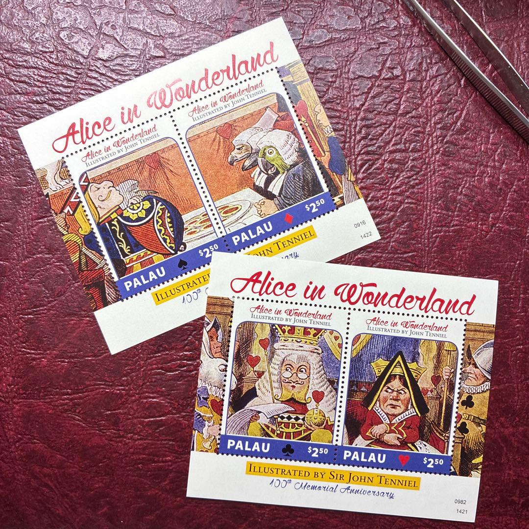 76917セール現品限　外国切手　パラオ発行トランプ小型シート2種揃