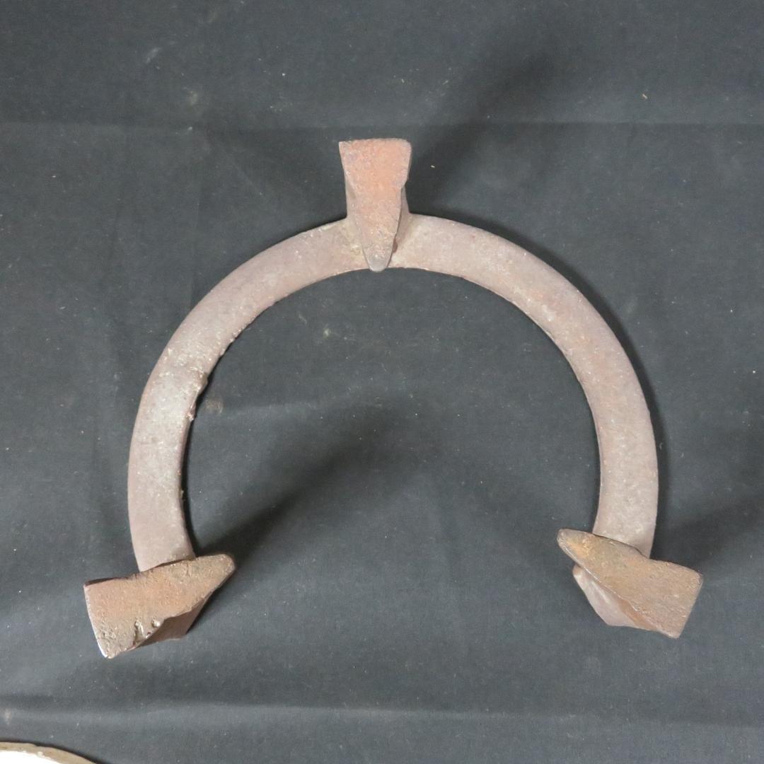 風炉 五徳 茶道具 茶器 炉 鬼爪 唐銅 唐鋼 面取風炉 木箱