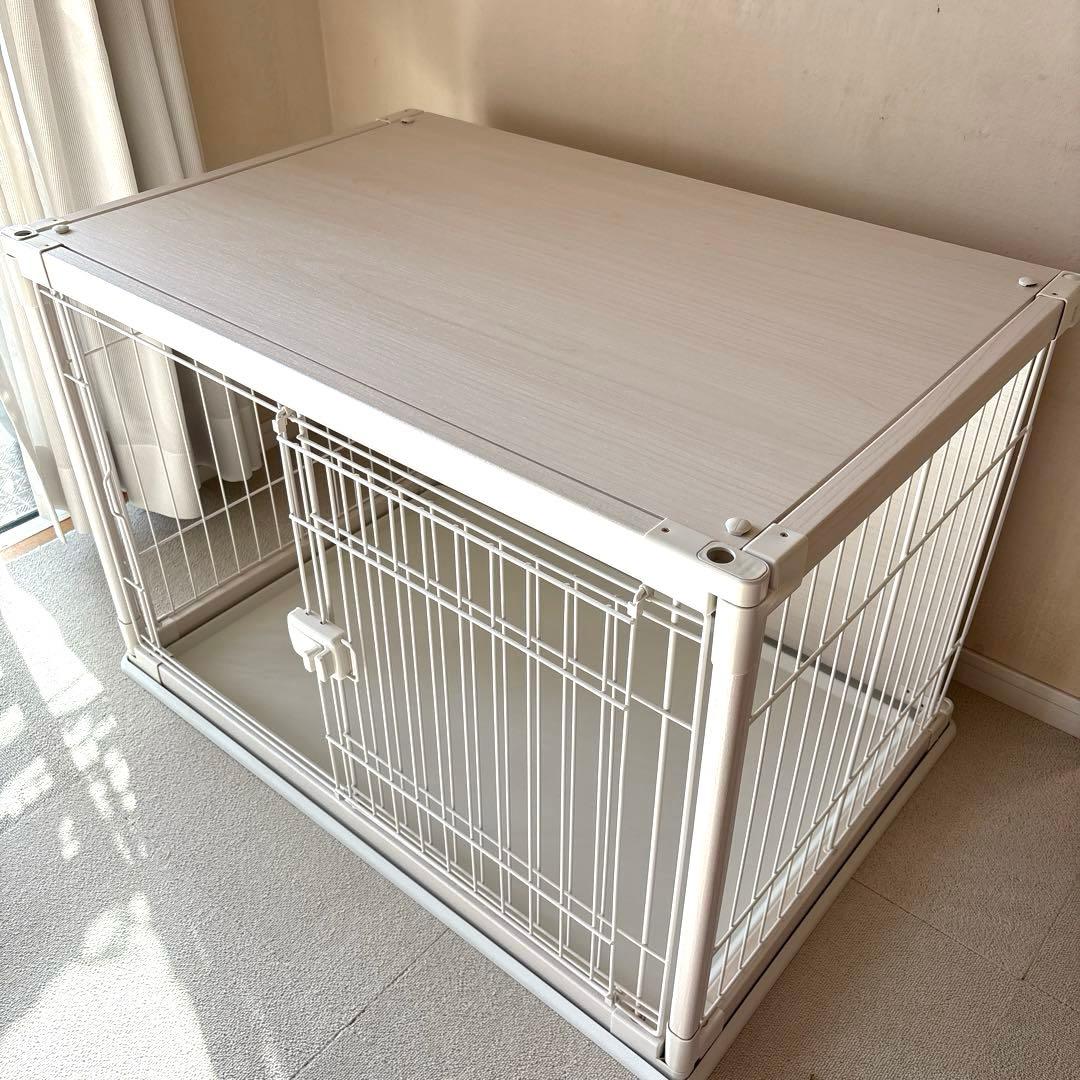 犬用ケージ ホワイト 木製天板　ペットケージ　ウッディサークル