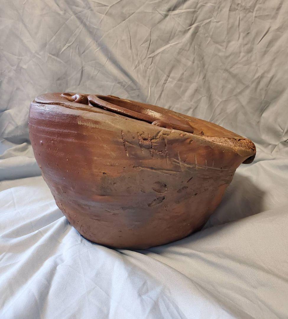 桃山時代 火襷 胡麻釉 古備前 変り形 四耳 葉茶壺 桂又三郎 鑑定