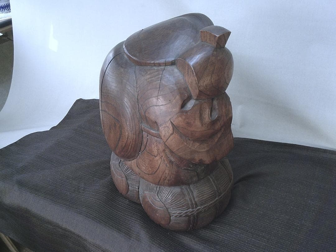 家宝に！【木彫り　大黒様　欅製大振り　飾り映え・K48・骨董】縁起物恵比寿　鑑賞