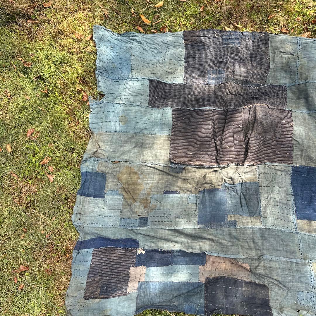 【蔵出し】藍染 BORO 古布 ボロ布 1555mm×1555 つぎはぎ　刺子