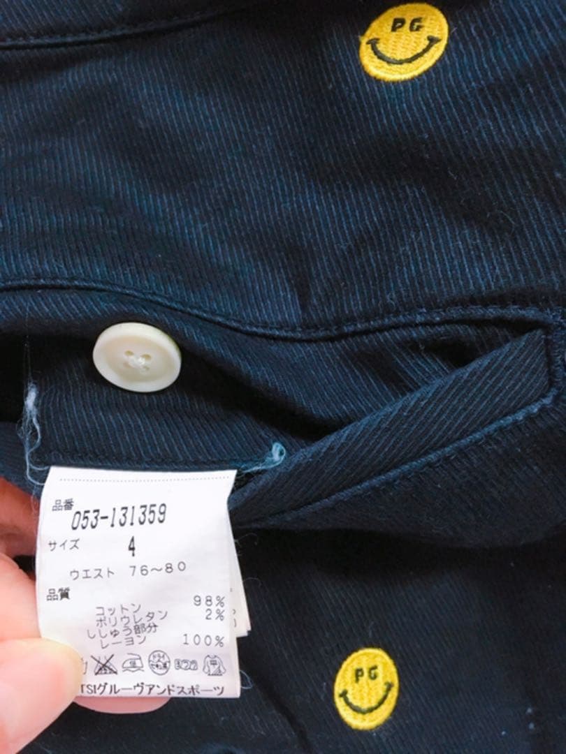 パーリーゲイツ  ゴルフパンツ  スキニータイプ　ニコちゃんマーク　個性的